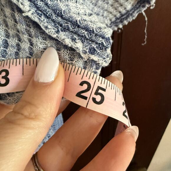 FREE PEOPLE | Blue We The Free Fairmont Waffle Oversized Pocket Tee Medium - Picture 6 of 7